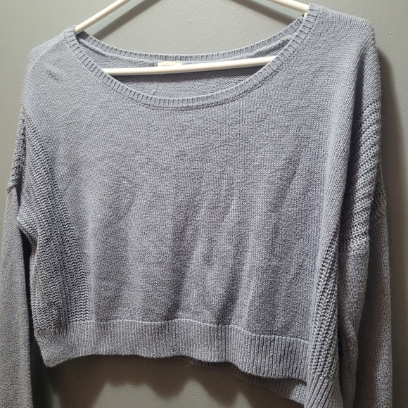 Garage Pale Blue Cropped Long Sleeve Top M - Picture 2 of 6